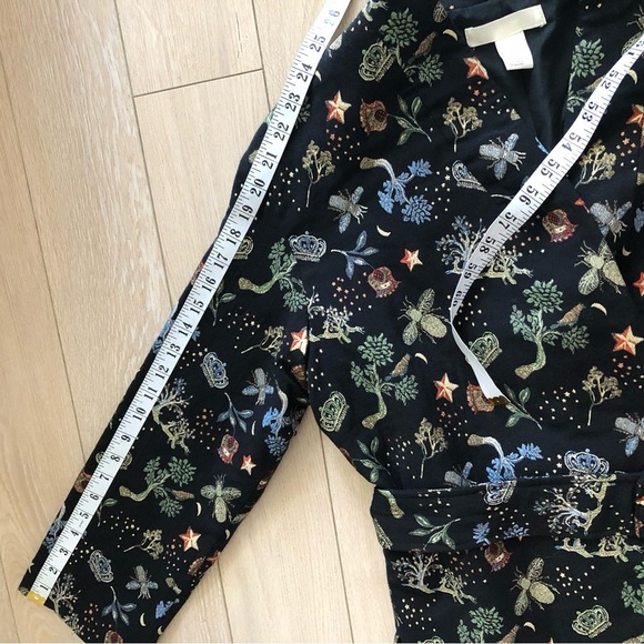 H&M Botanical Embroidered Midi Length Jacket in Black Size S - Picture 12 of 15